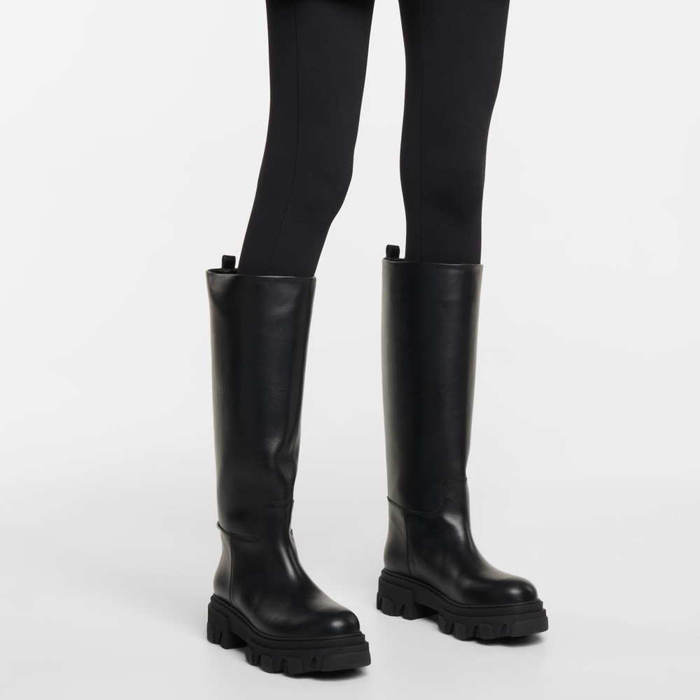 Gia Borghini Perni 07 black leather lug boots in size 37